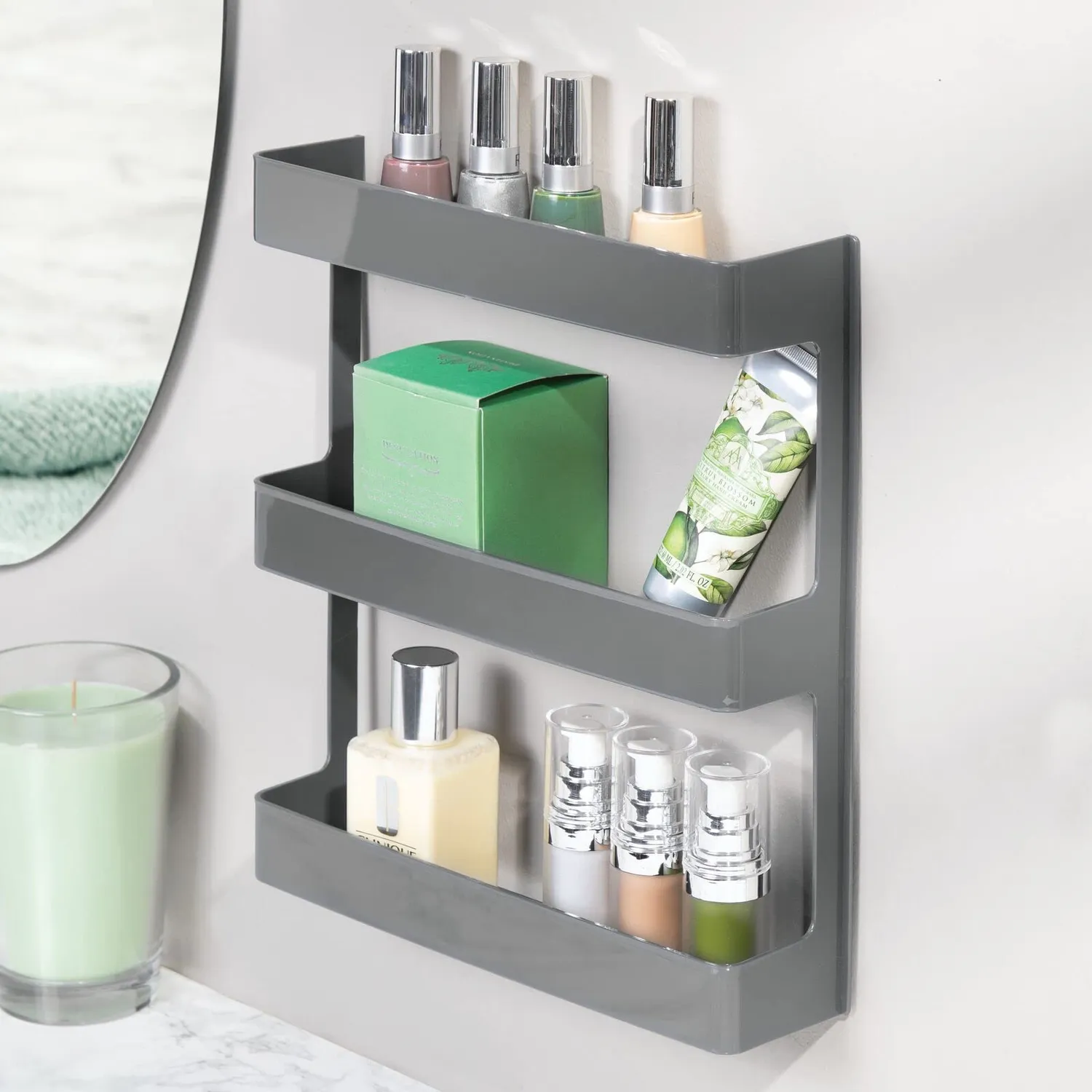 mDesign Medikamenten-Organizer Wandregal 2er-Set dunkelgrau