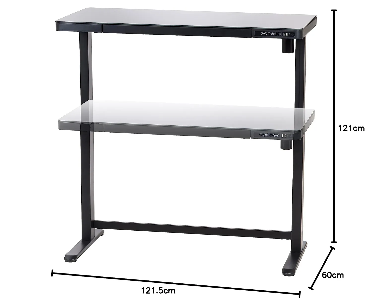 Iris Ohyama HADGTB Schreibtisch Schwarz Glas elektrisch 121cm
