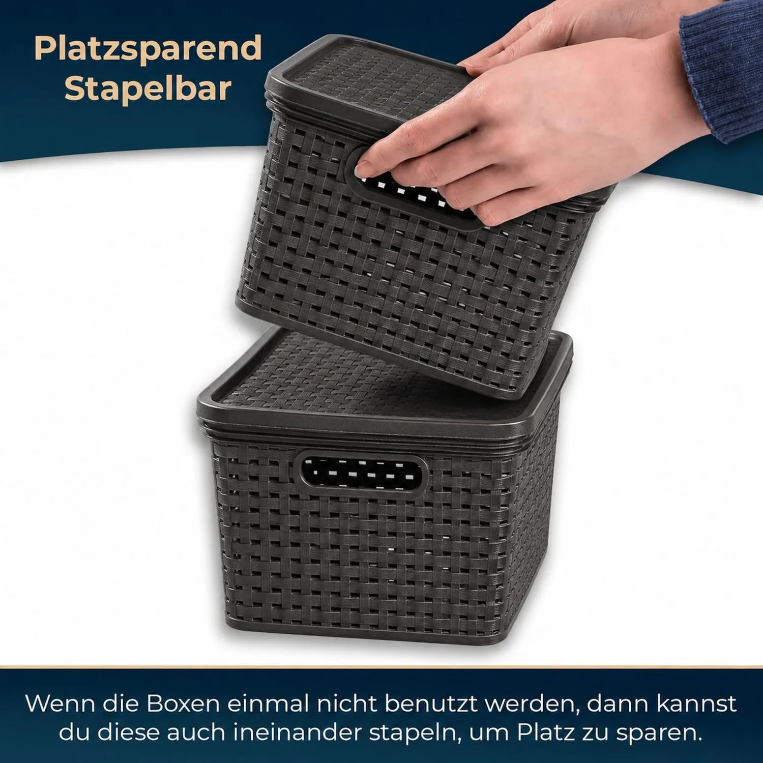 astor24 Premium Aufbewahrungsbox 3er Set 2 Liter Anthrazit