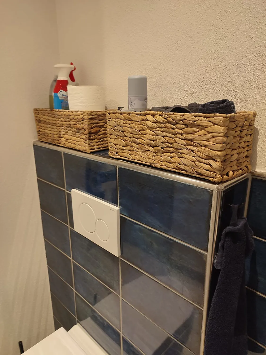 mDesign WC Korb Hyazinthe 38,1 cm für 3 Rollen natur