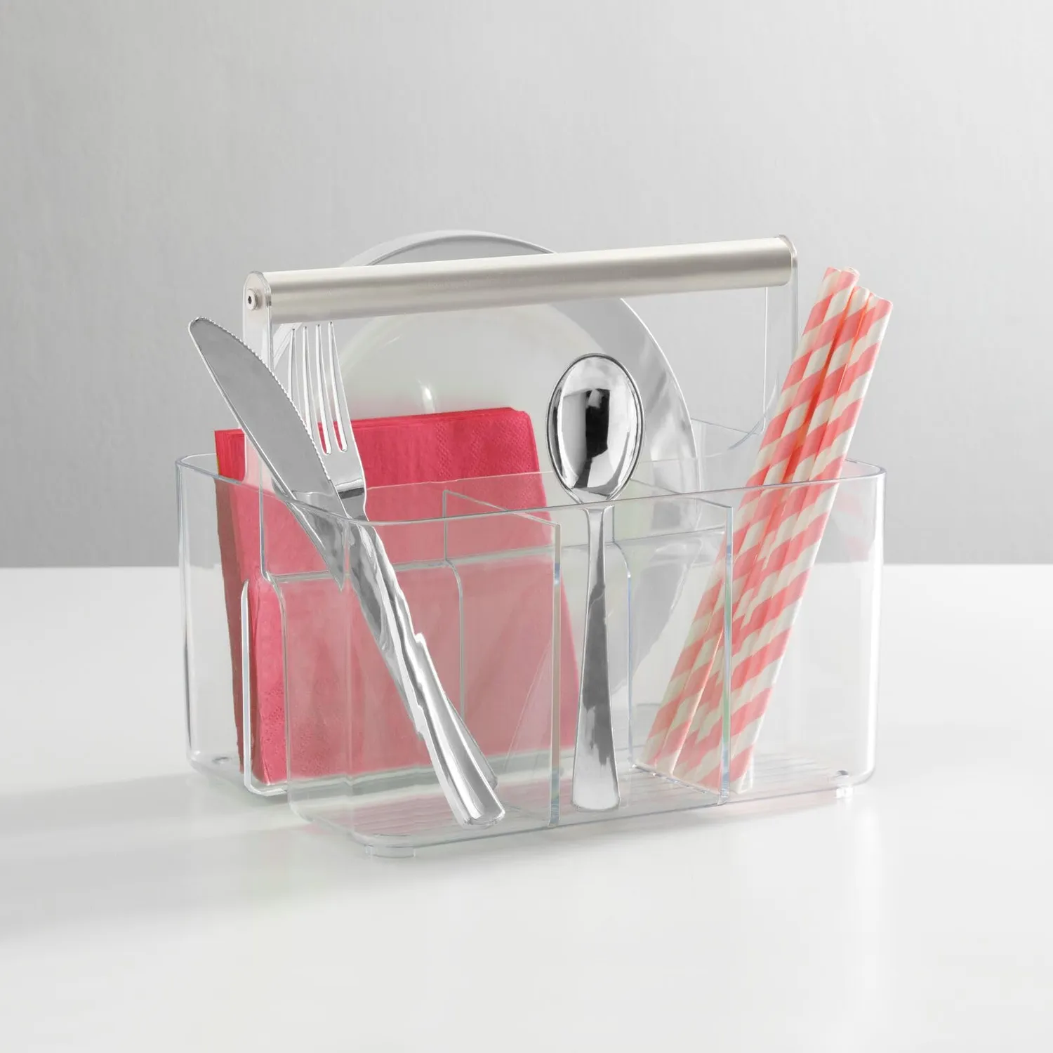 mDesign Aura Aufbewahrungskorb Kunststoff Transparent Griff