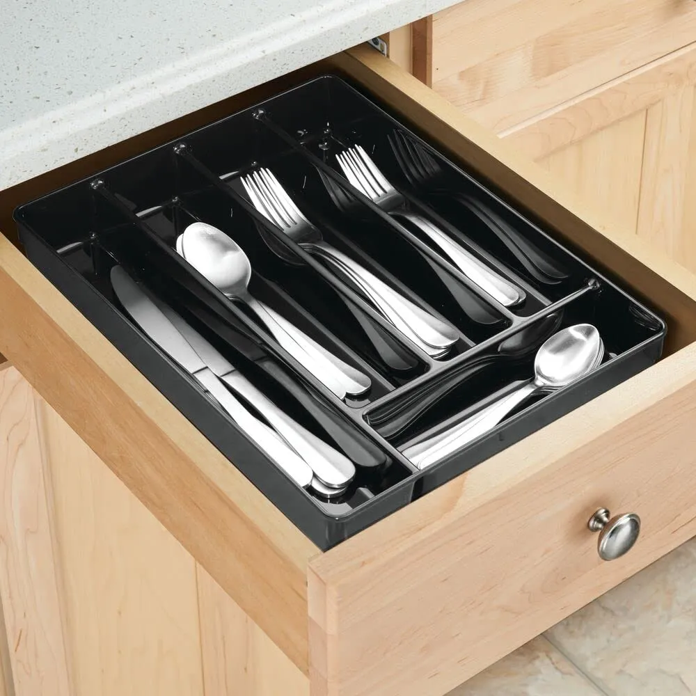 mDesign Besteckeinsatz Schwarz 2er-Set 5 Fächer rutschfest
