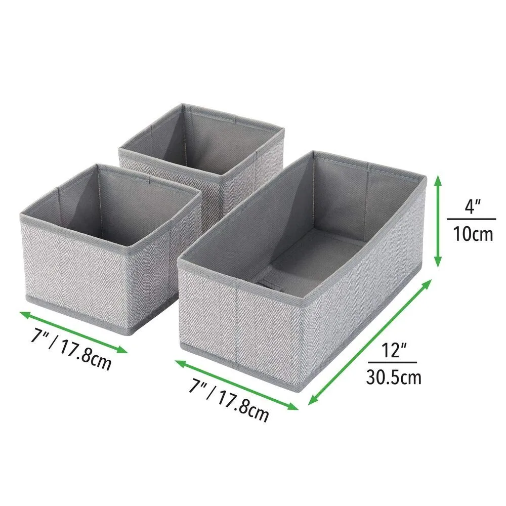 mDesign Stoffbox Kinderzimmer 3er grau Fischgrät Organizer