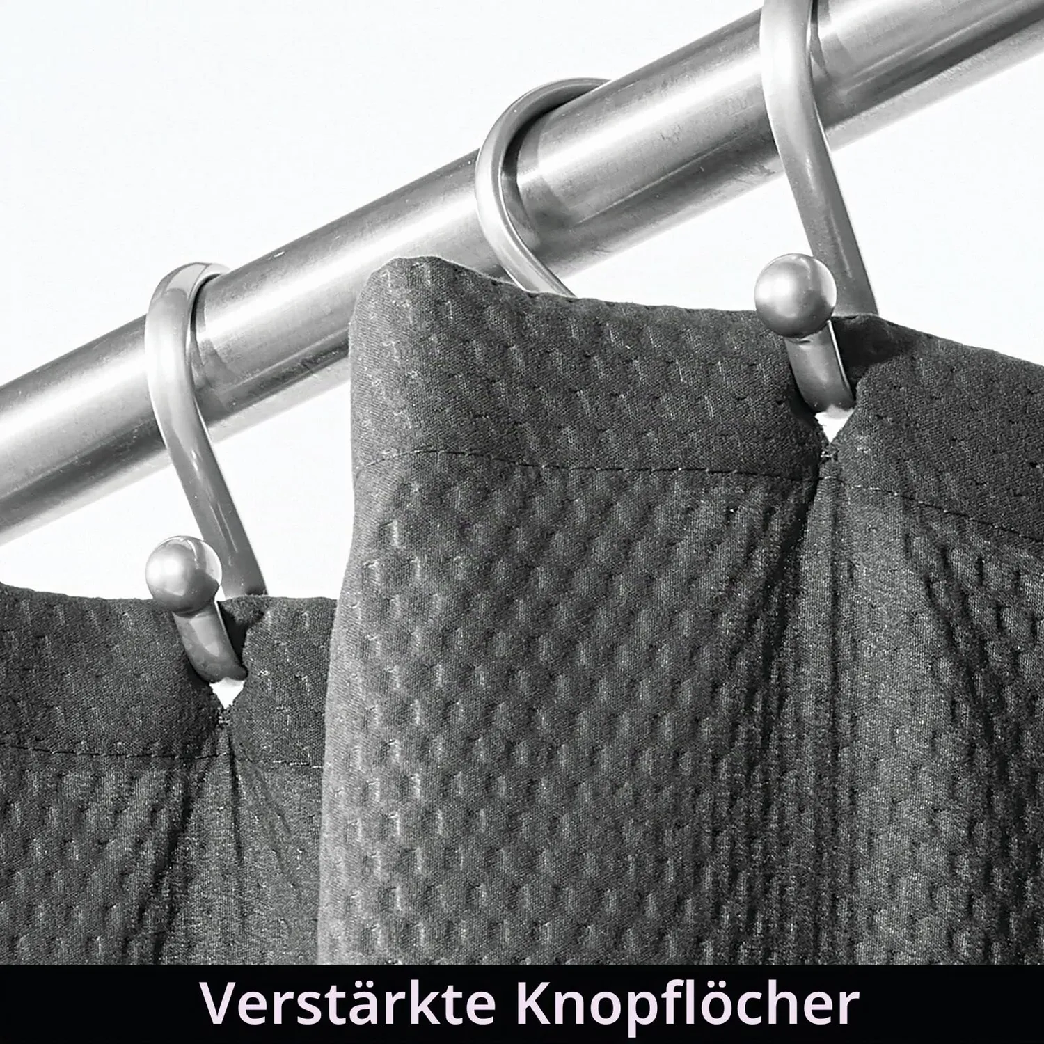 mDesign Waffel Duschvorhang 183x183 cm dunkelgrau