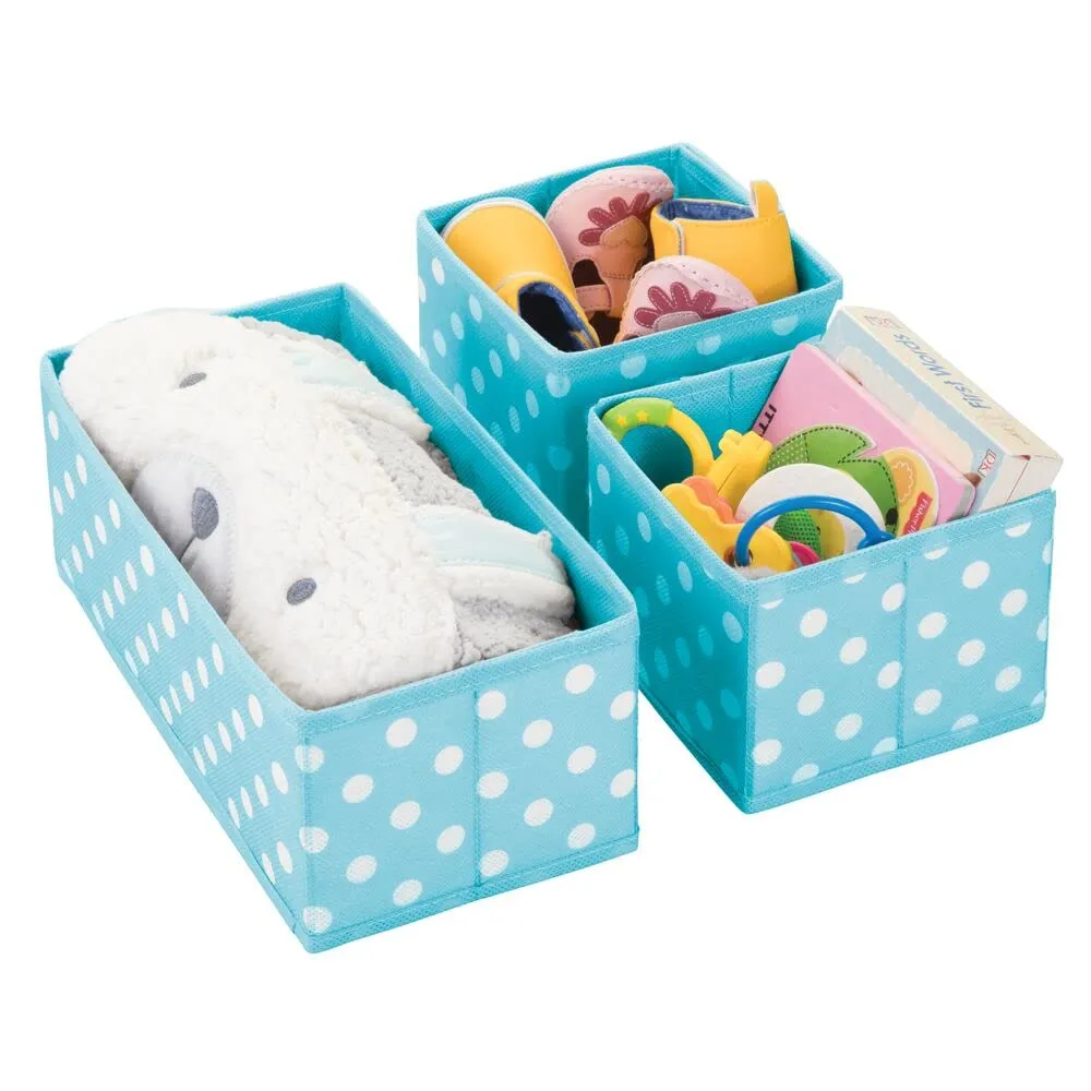 mDesign Aufbewahrungsbox Stoff 6er-Set türkis mit Punkten