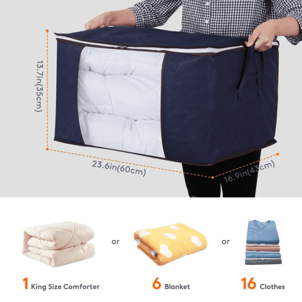 Lifewit 90L Aufbewahrungstasche Blau 3er Pack mit Fenster