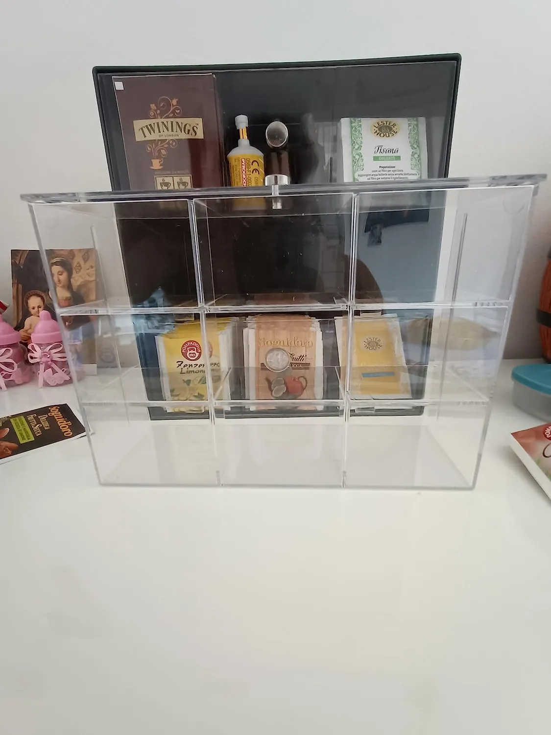 mDesign Teebox 27 Fächer 3 Schubladen Teebeutelbox Creme