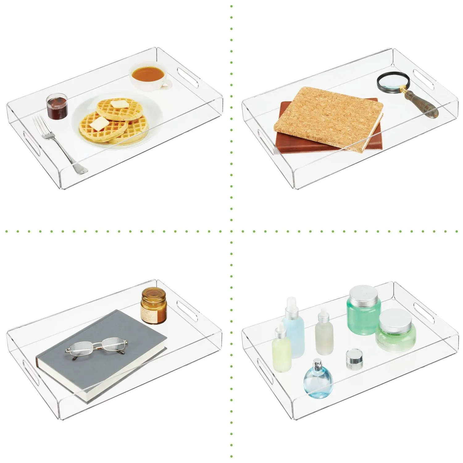 mDesign Serviertablett Transparent 2er Set Griffe