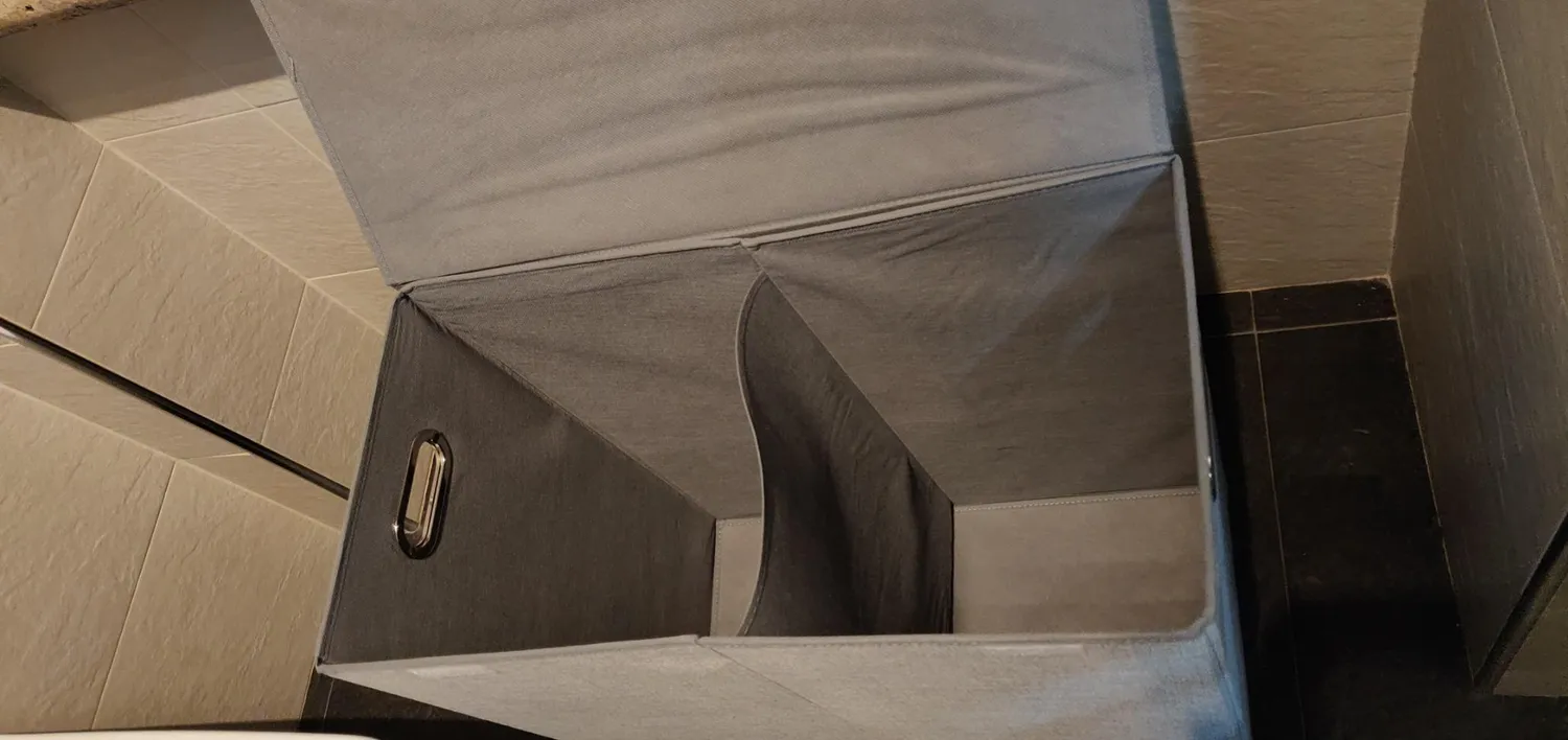 mDesign Wäschekorb Grau 2 Fächer Faltbar mit Deckel