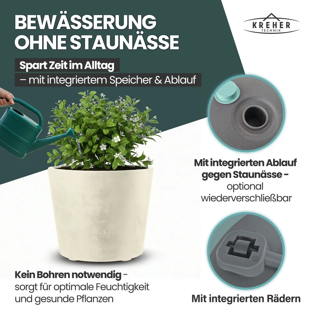 Kreher Millennium 80 Liter Pflanzkübel rund Creme 2er Set