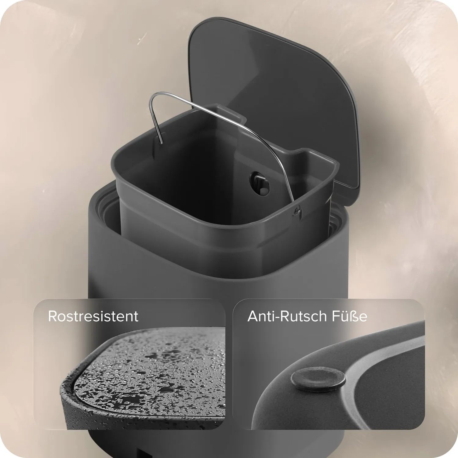 Black Mülleimer Bad 5L dunkelgrau Softclose