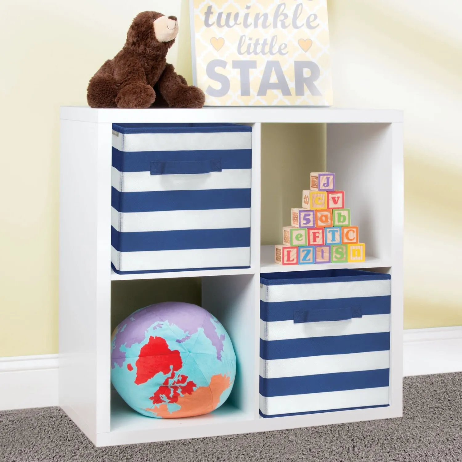 mDesign Spielzeug Aufbewahrungsbox Stoff 4er-Set marineblau