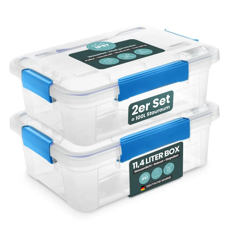 Kreher Box IP67 Aufbewahrungsbox 2x11,4L mit Deckel wasserdicht
