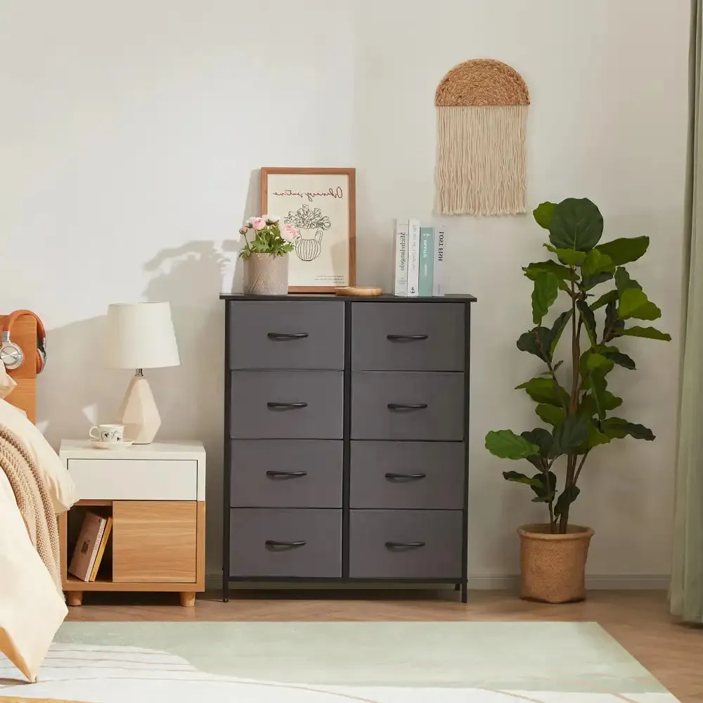 Lifewit Kommode 8 Schubladen Dunkelgrau Stoff Holz