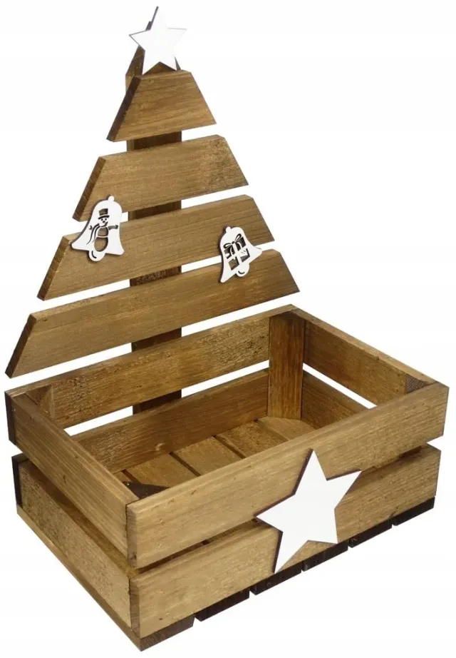 GoodFreshDecor Weihnachtsbaum Holzkiste 30x20x40 cm Braun