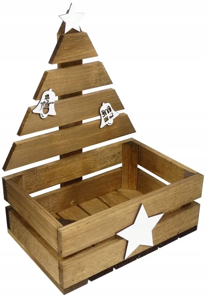 GoodFreshDecor Weihnachtsbaum Holzkiste 30x20x40 cm Braun