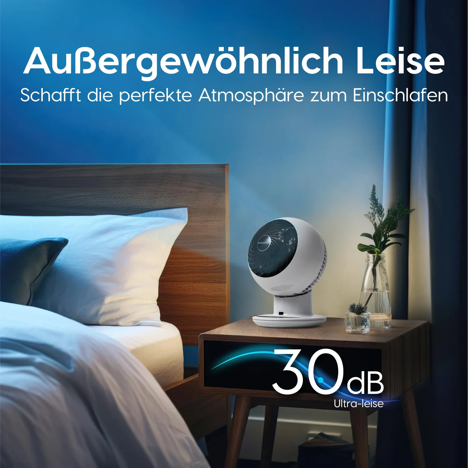 Iris Ohyama Woozoo PCF-SC15T Tischventilator Weiß 30dB Fernbed.