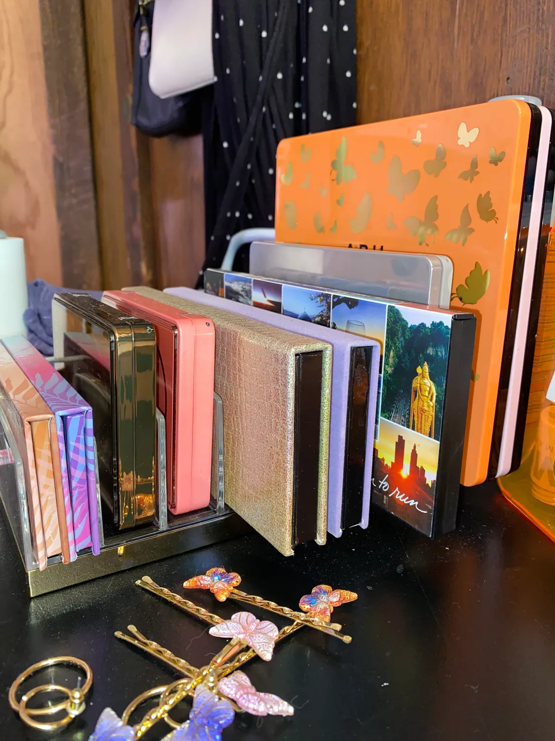 mDesign Kosmetik Organizer Kunststoff 9 Fächer transparent-messing
