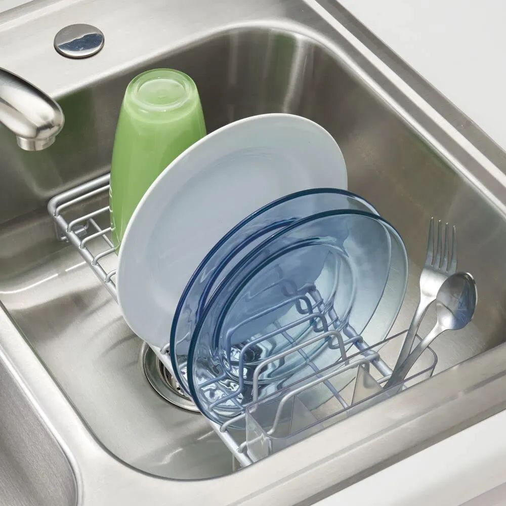 mDesign Abtropfgestell Geschirrabtropfer 2er-Set grau rutschfest