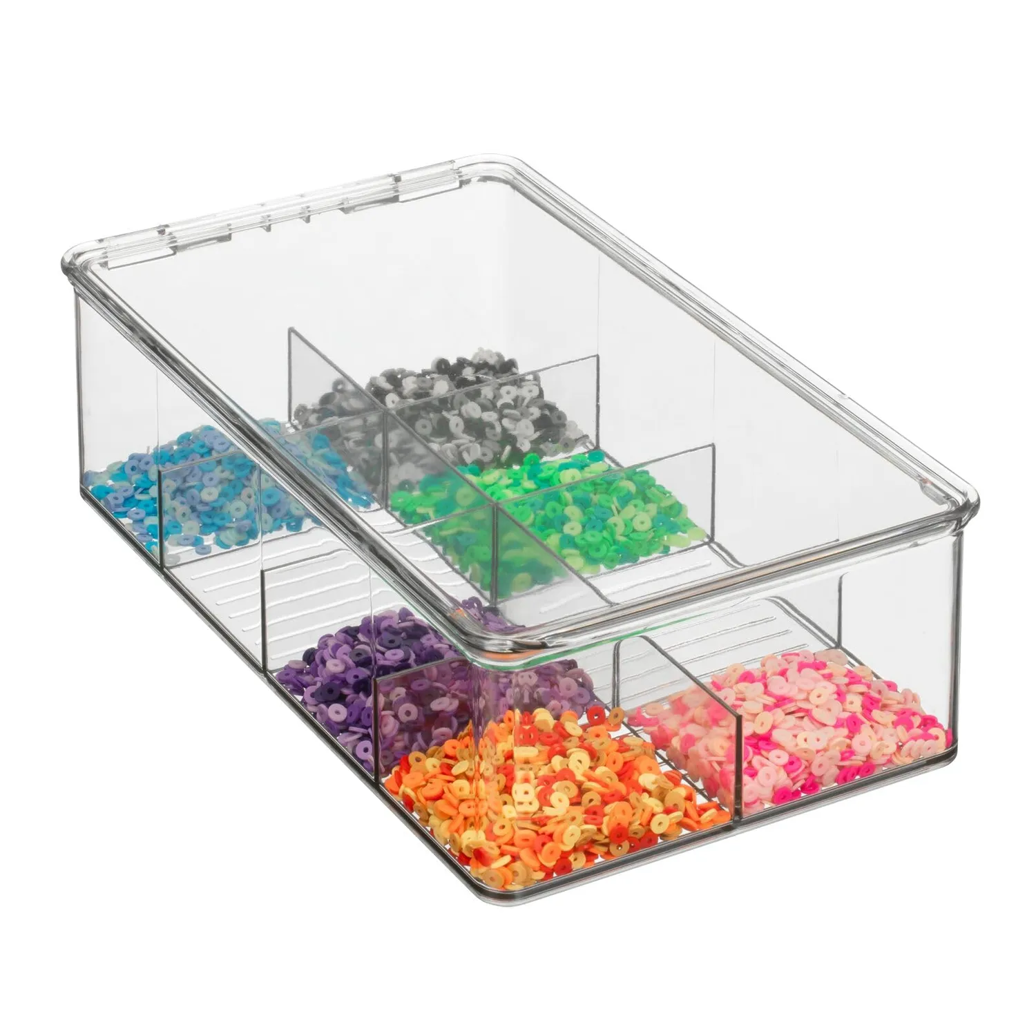mDesign Küchen Organizer Teebox 8 Fächer transparent