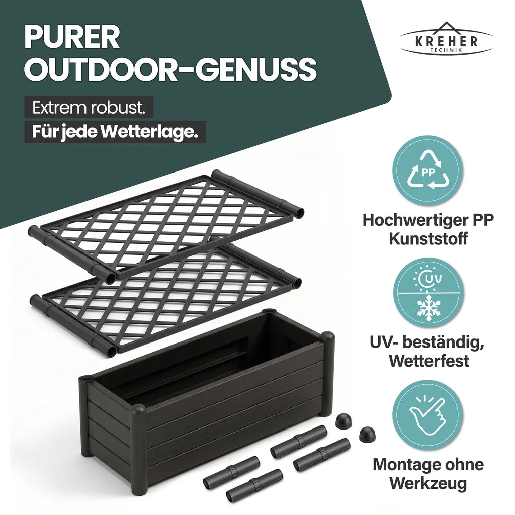 Kreher XL Spalier Pflanzkasten breit 90L Anthrazit Holz