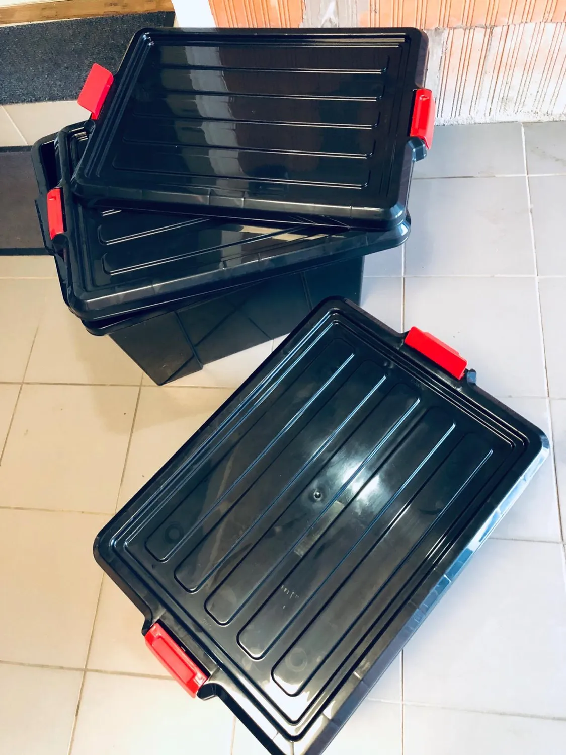 Iris Ohyama SK-430 Aufbewahrungsbox 43L schwarz 3er-Set