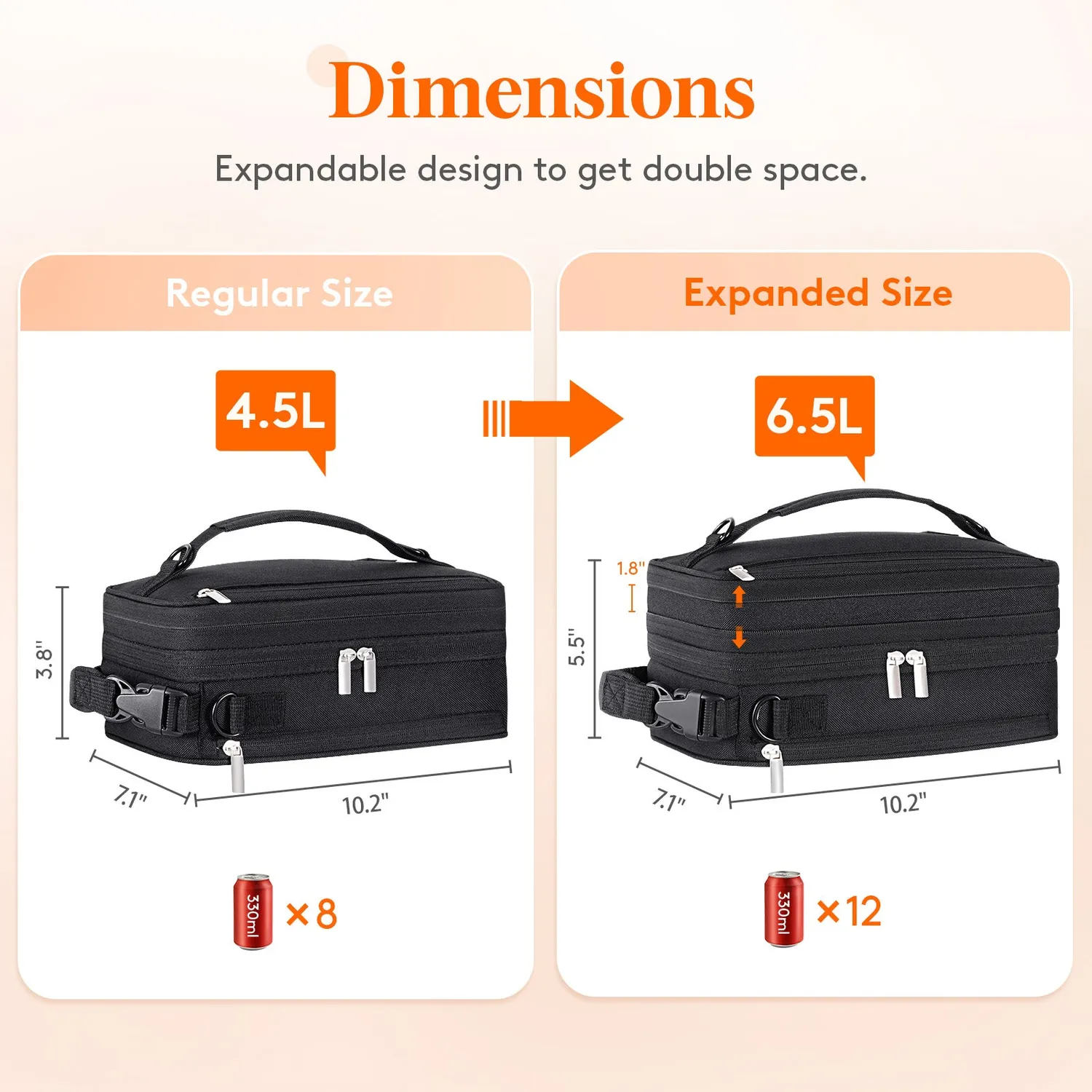 Lifewit Lunch Bag Kühltasche Schwarz erweiterbar isoliert