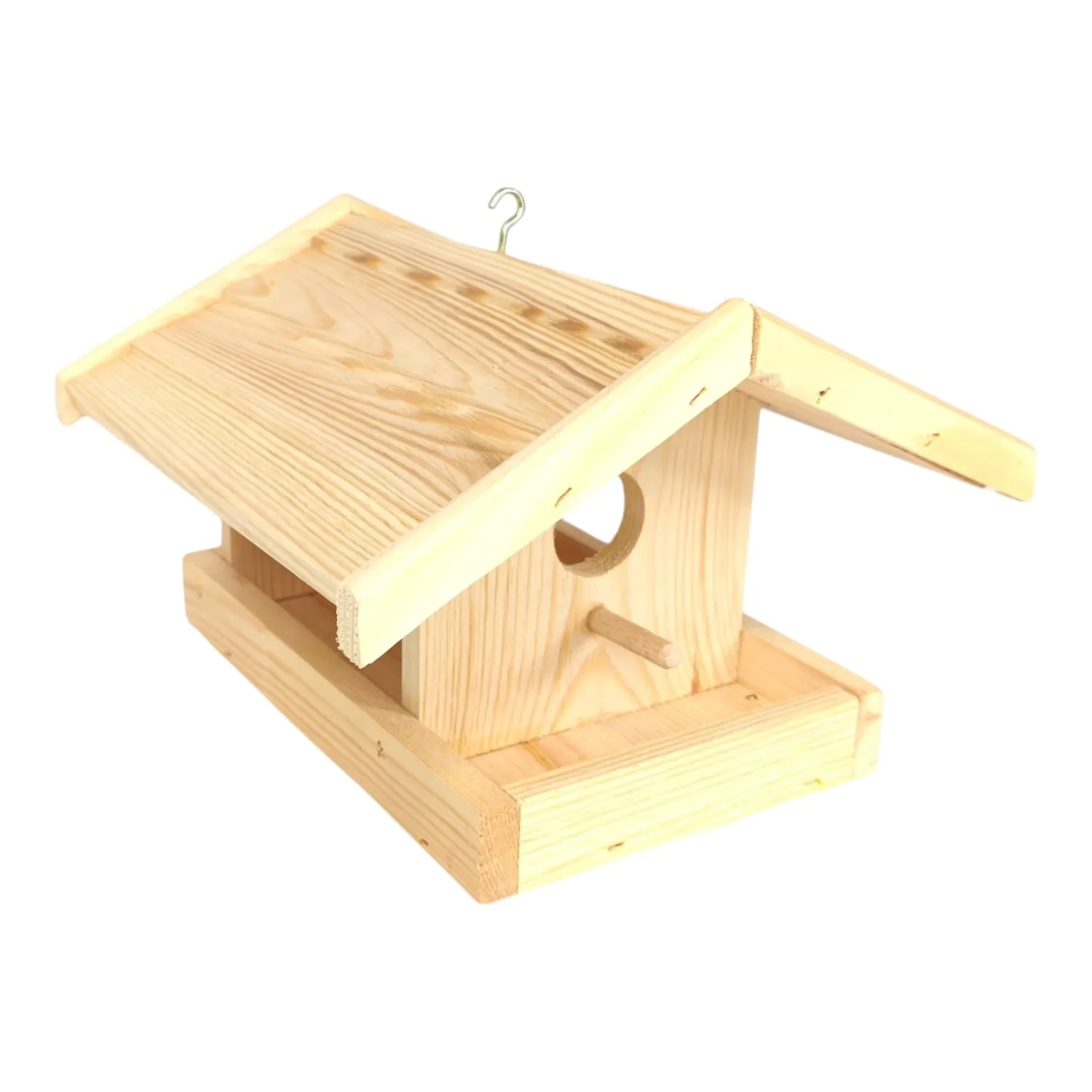 GoodFreshDecor Vogelhaus Futterhaus 24,5 cm braun Haken