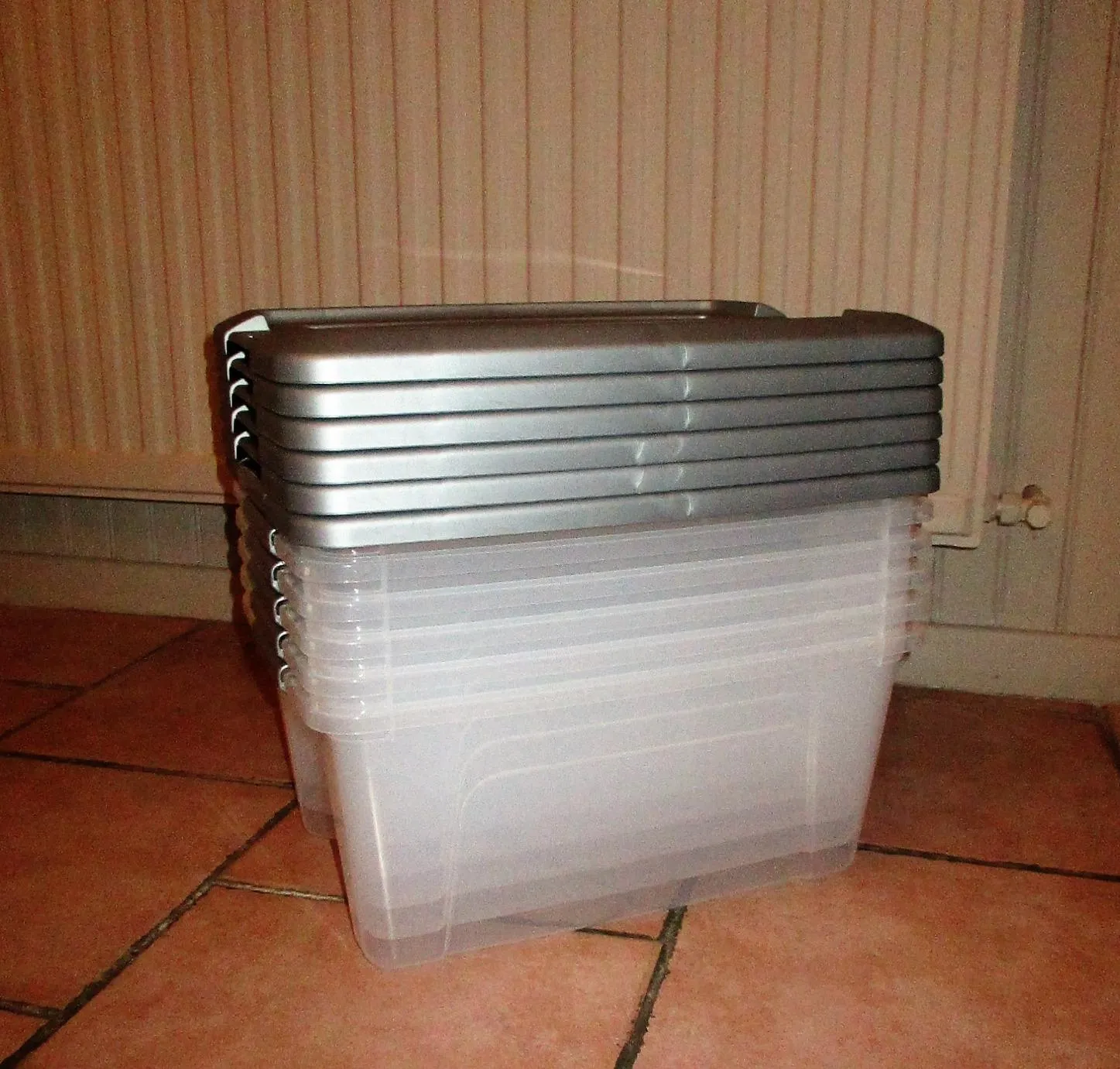 Iris Ohyama NTB-15 Aufbewahrungsbox Silber 15L 3er-Set stapelbar