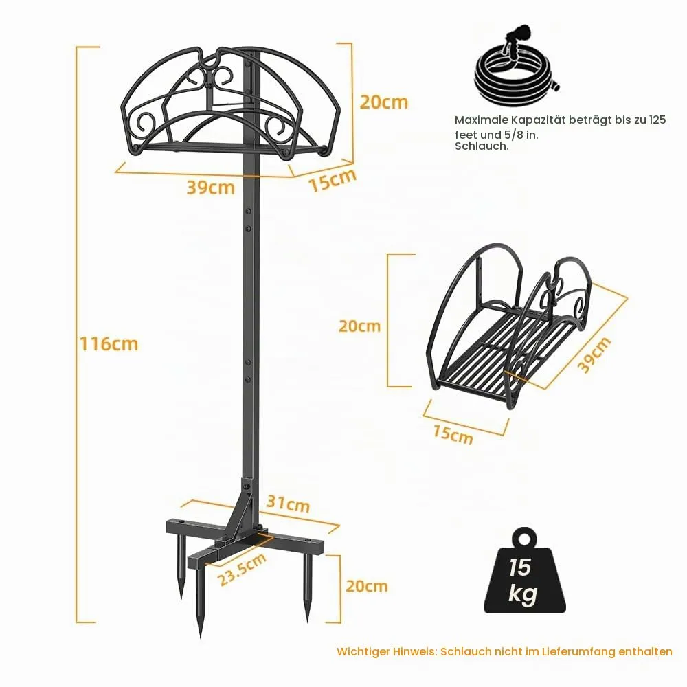 BOMCLAP Gartenschlauchhalter freistehend Metall schwarz Ablage