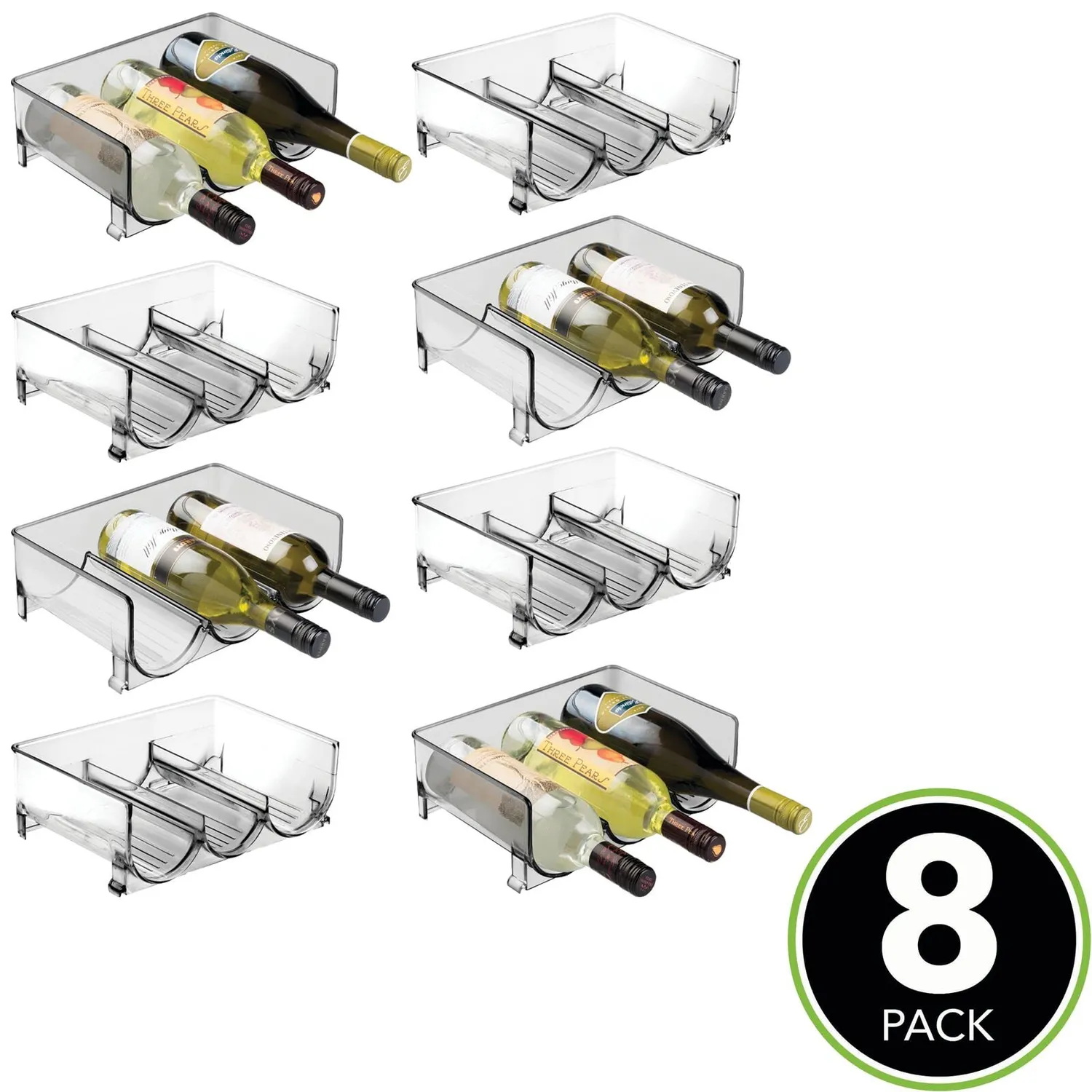 mDesign Flaschenregal Weinregal 8er-Set grau für 3 Flaschen