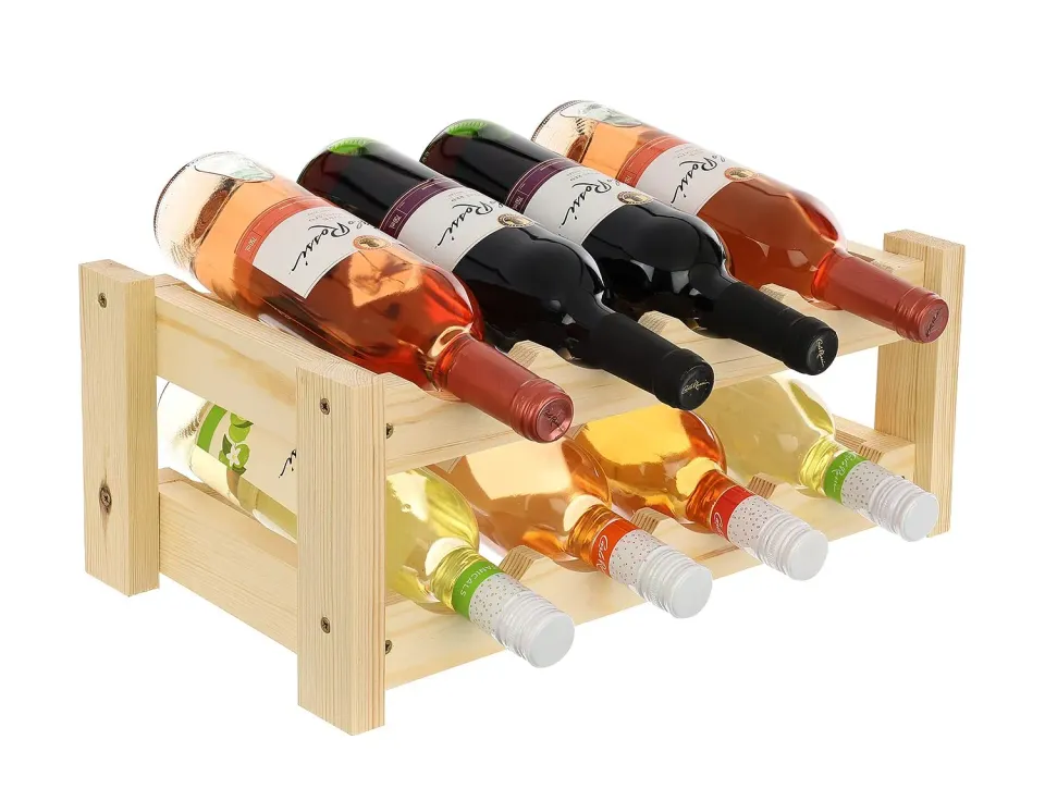 GoodFreshDecor Weinregal Holz für 8 Flaschen 43x24x17,5 cm Kiefer
