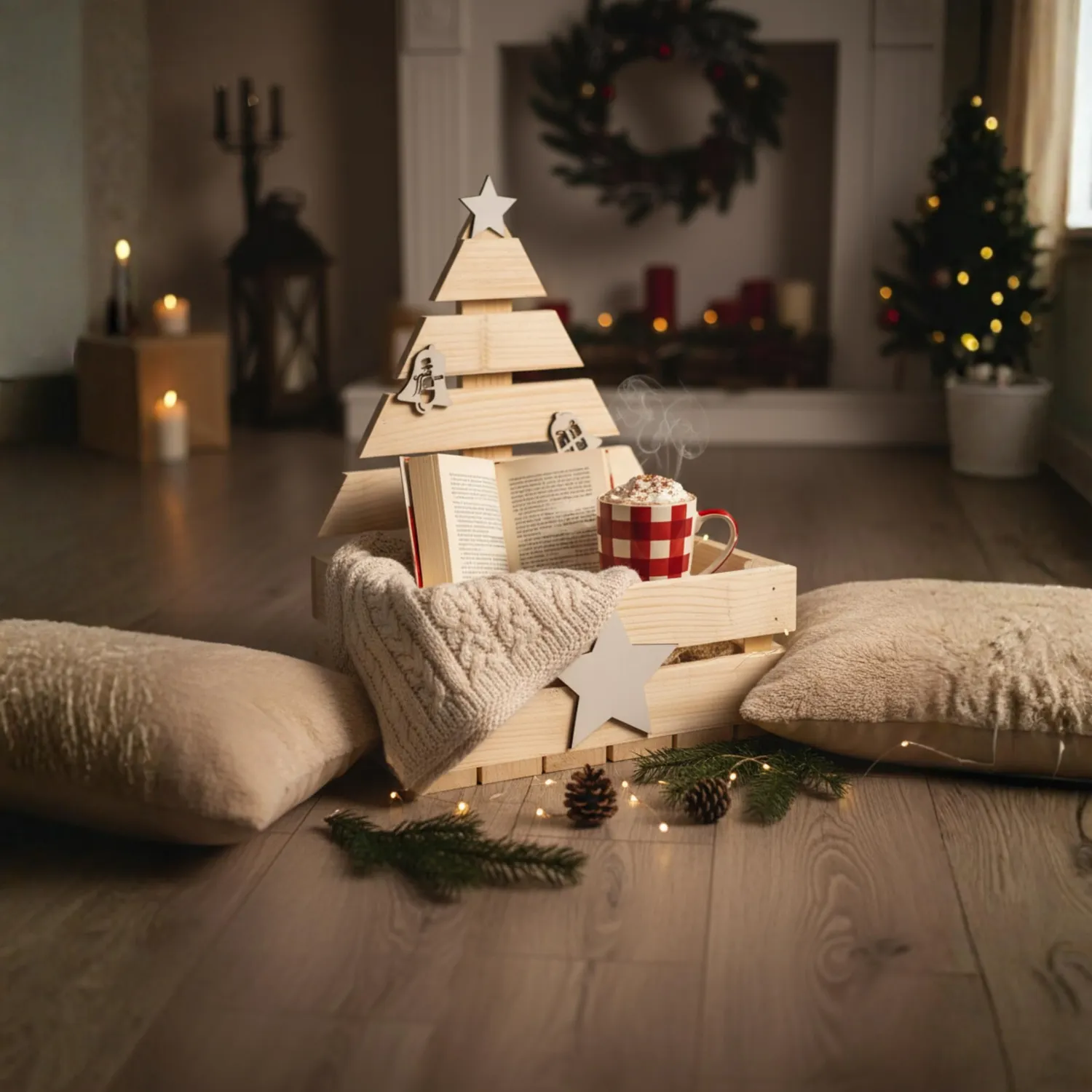 GoodFreshDecor Holzkiste Weihnachten Tannenbaum Kiste 30x20x40
