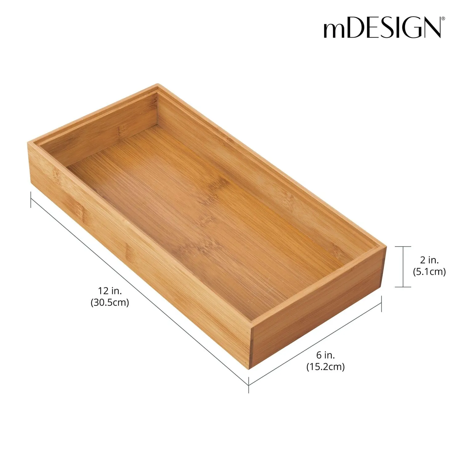 mDesign Bambus Schubladen-Organizer 30,5 cm 4er Set natur