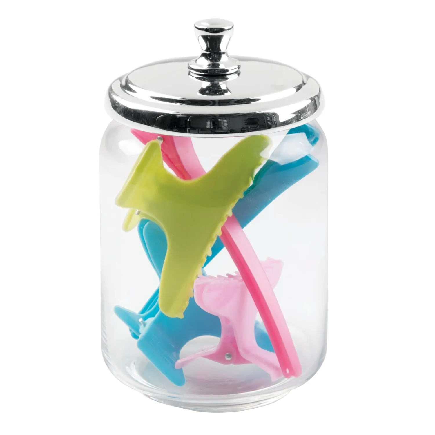 mDesign Apothekerdose Glas 2er-Set klar mit Chromdeckel