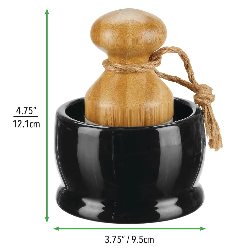 mDesign Spülbürste Bambus mit Halter schwarz-natur
