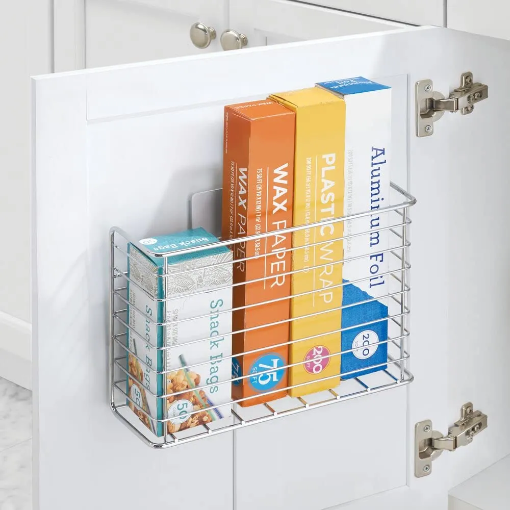 mDesign Küchenutensilien Halterung 2er-Set silber selbstklebend