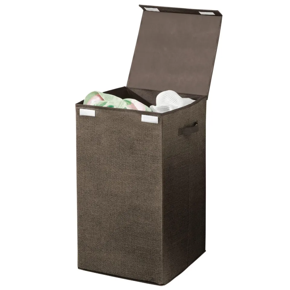 M Design Wäschetruhe mit Deckel dunkelbraun Jute