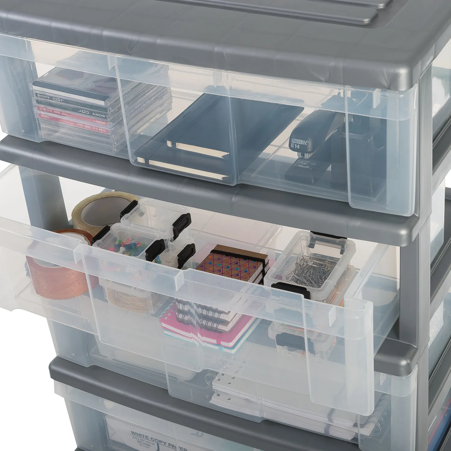 Iris Ohyama WC-N603 Rollcontainer 34 L 3 Schubladen silber