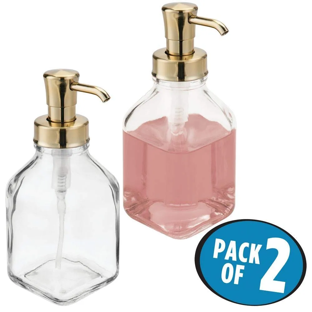 M Design Seifenspender Glas Transparent Messing 540 ml 2er-Set