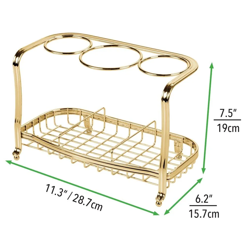 mDesign Fönhalter freistehend kupfer 3-Fächer Badorganizer