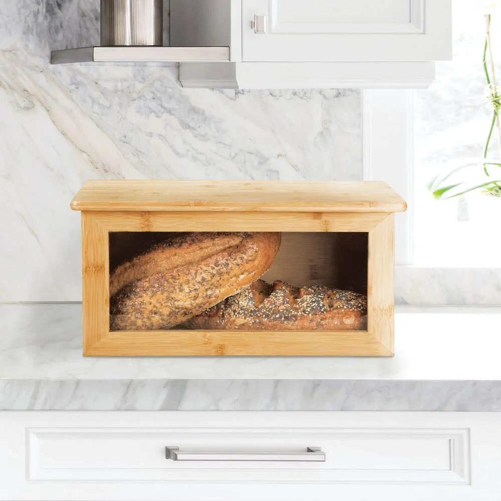 mDesign Brotkasten Holz natur mit Schneidebrett Deckel