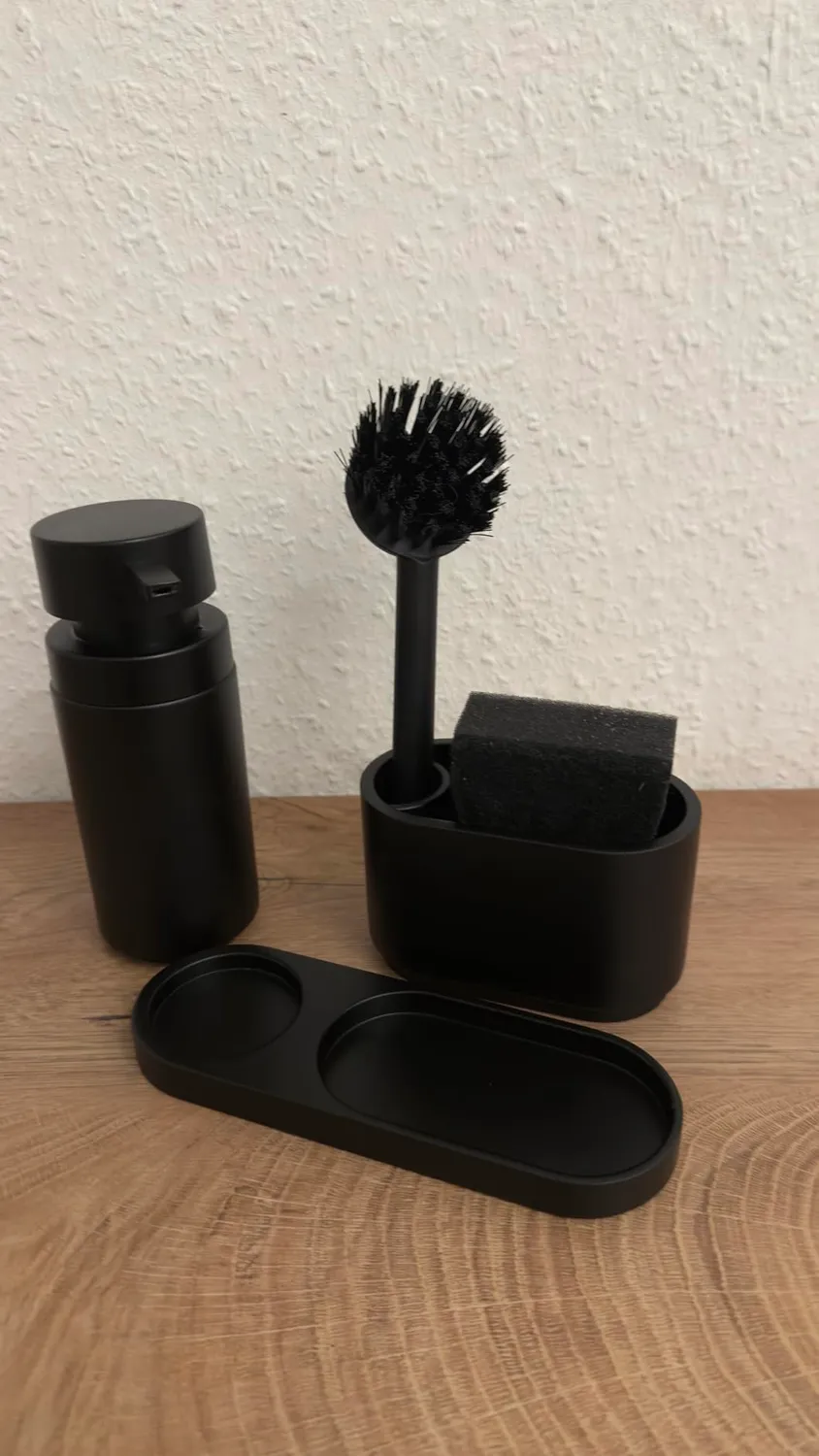 blackswedenhome Spülbecken Organizer Spül-Set schwarz matt Kunststein