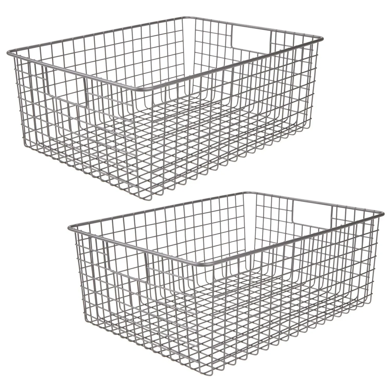 mDesign Drahtkorb Aufbewahrungskorb graphitgrau 2er-Set