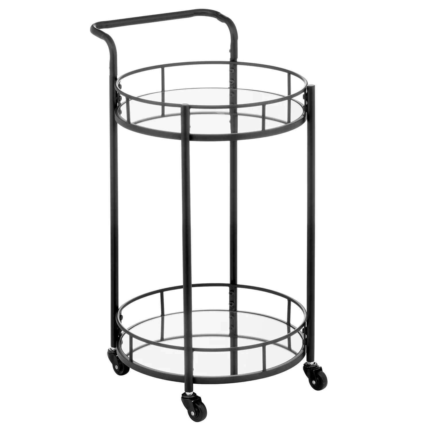 mDesign Servierwagen Beistellwagen schwarz 2 Ebenen Glas