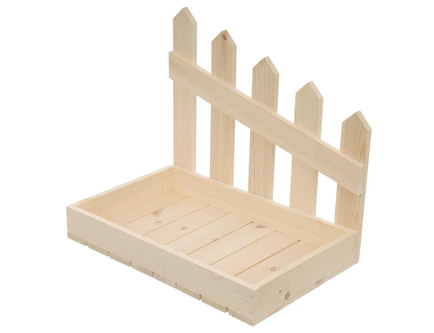 GoodFreshDecor Holzkiste Weihnachten 40x26x35 Natur mit Zaun