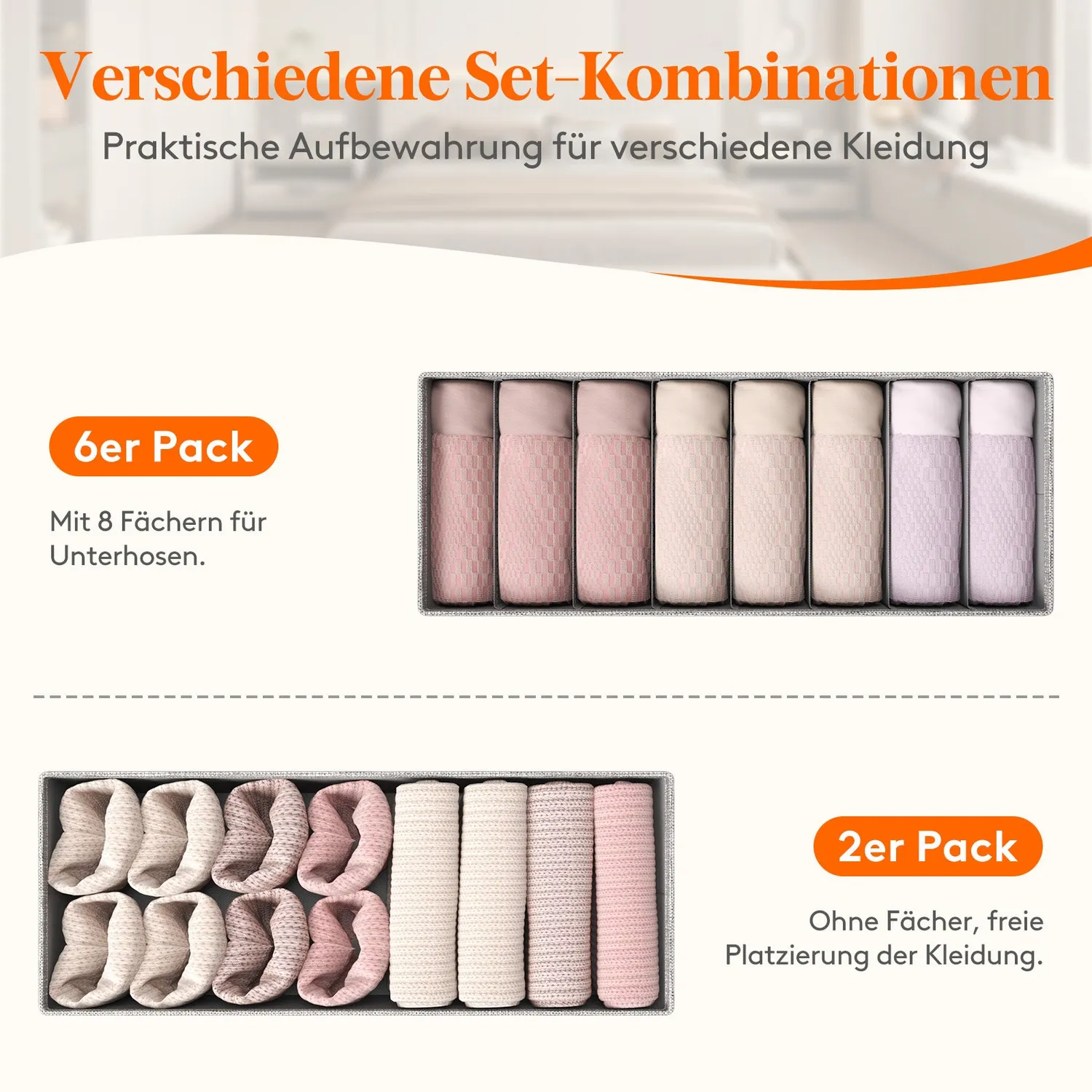 Lifewit HEMNES Organizer 8er Set Stoff grau