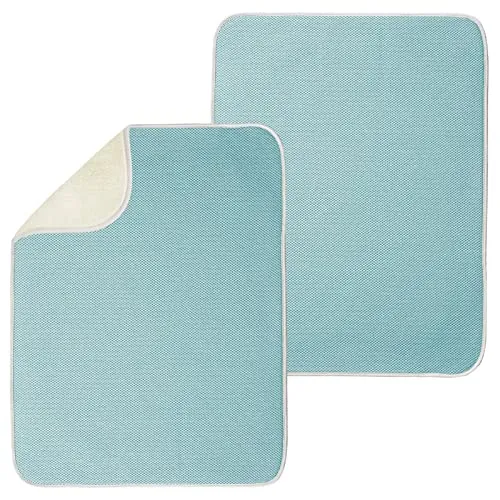 mDesign Abtropfmatte 2er-Set 61x45,7 cm aquablau/beige