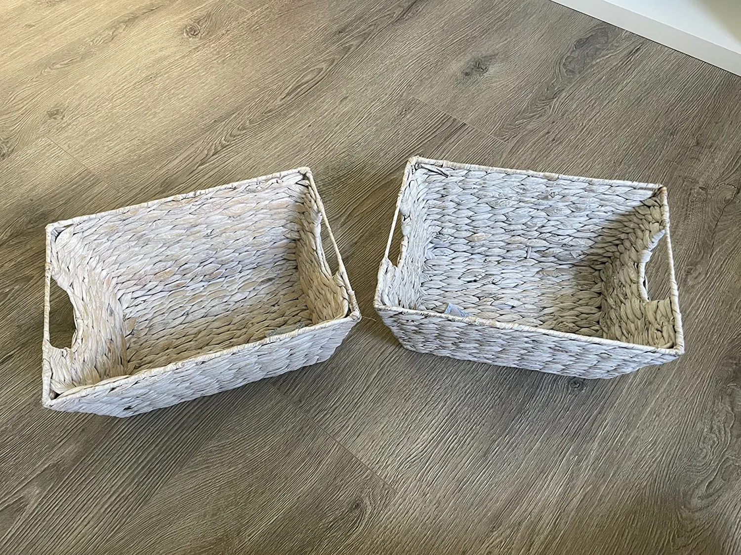 mDesign Flechtkorb Wasserhyazinthe weiß 2er-Set mit Griffen
