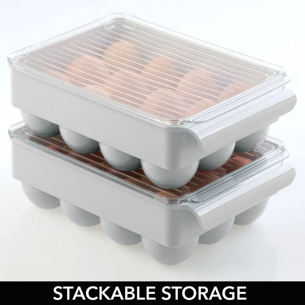 mDesign Eierbehälter 12 Eier Box grau transparent 2er Set stapelbar